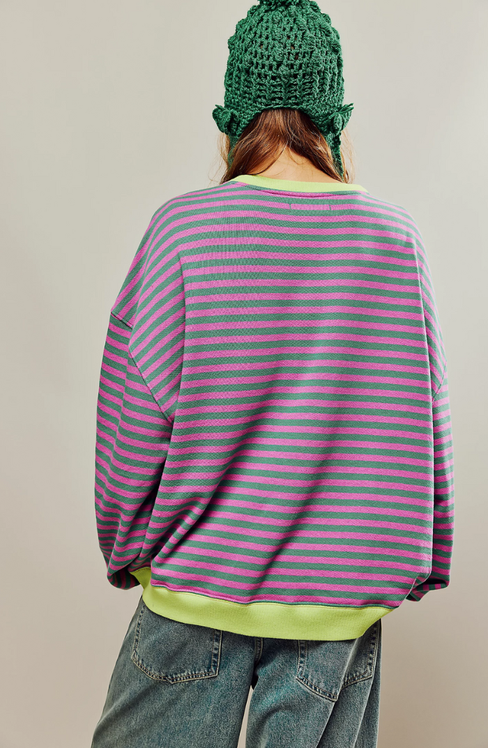 Oversized Striped Crewneck Sweatshirt 3