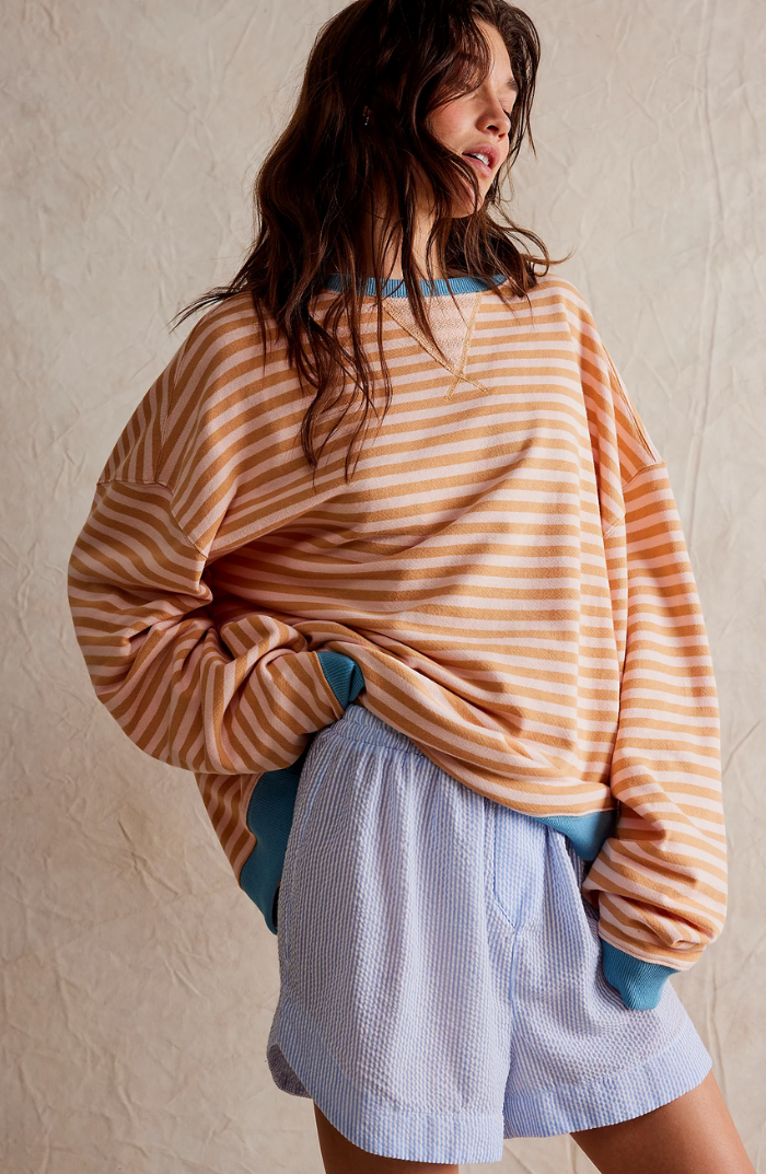 Oversized Striped Crewneck Sweatshirt 4