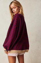 Oversized Striped Crewneck Sweatshirt 7