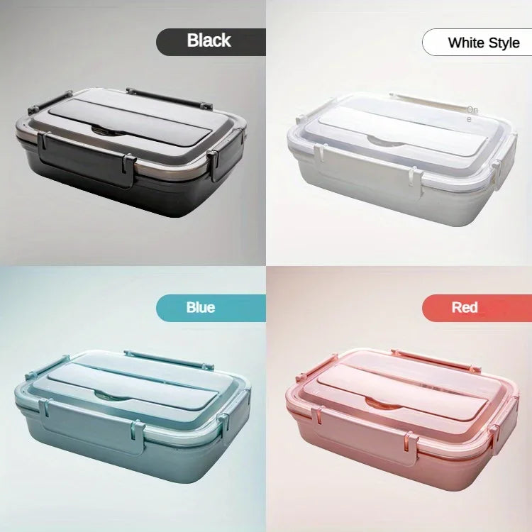 Stainless Steel Bento Box – 1.5L Lunch Box with 4 Compartments & Cutlery