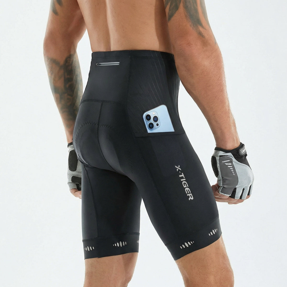 Mens Cycling Shorts – Gel Padding with Grip Legs and Reflective Trim