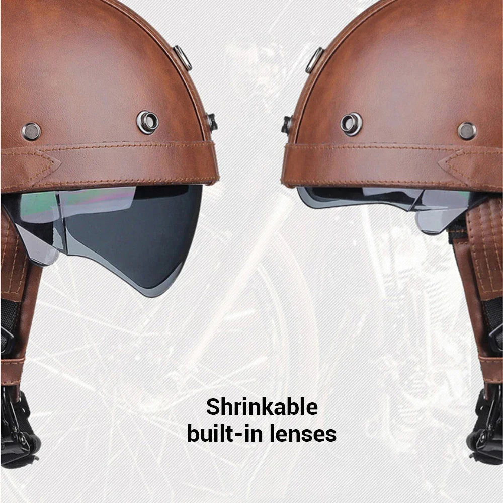 Retro Motorhelm Heren en Dames - DOT-gecertificeerd, Lichtgewicht en Ademend 3