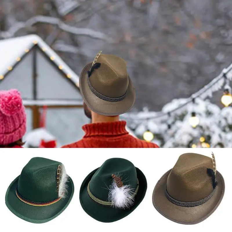 Traditionele Beierse Hoed Met Veer Voor Oktoberfest | Unisex Kostuumaccessoire