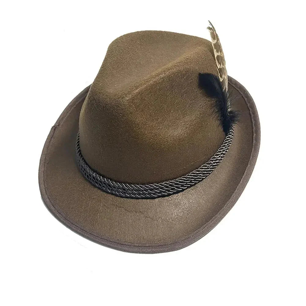 Traditional Bavarian Hat with Feather for Oktoberfest | Unisex Costume Accessory