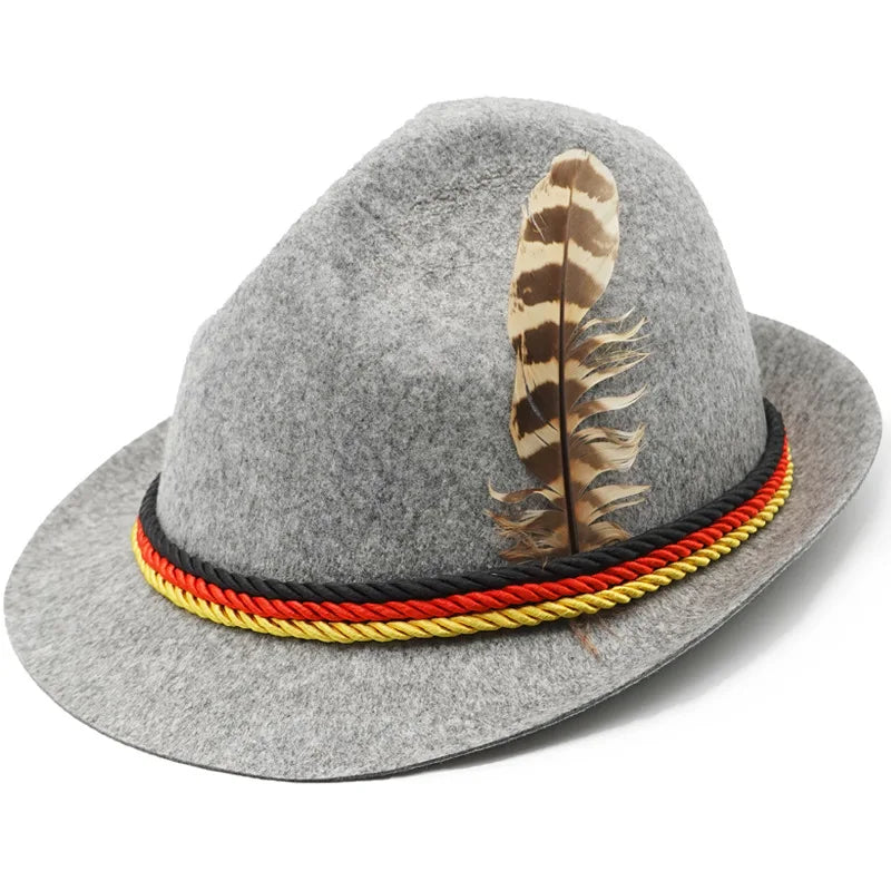 Alpine Hat with Feather for Oktoberfest | Traditional Bavarian Unisex Hat