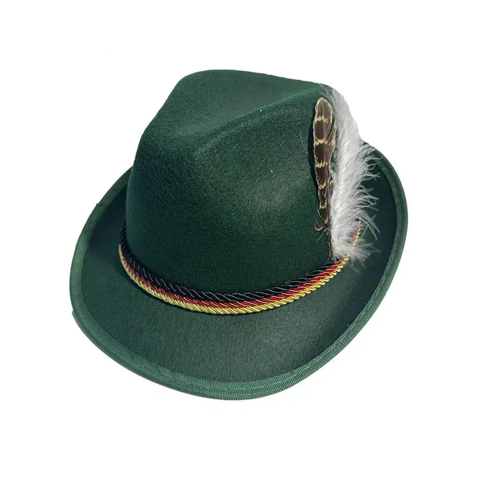 Traditional Bavarian Hat with Feather for Oktoberfest | Unisex Costume Accessory