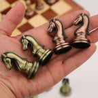 Chess Set – Foldable Wooden Board with Antique-Style Pieces