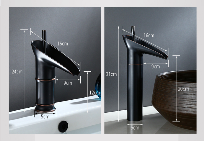 Waterfall Bathroom Sink Faucet – Tall Single Handle Basin Mixer Tap