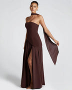 Serena | Strapless Lace-Up Slit Maxi Dress 1