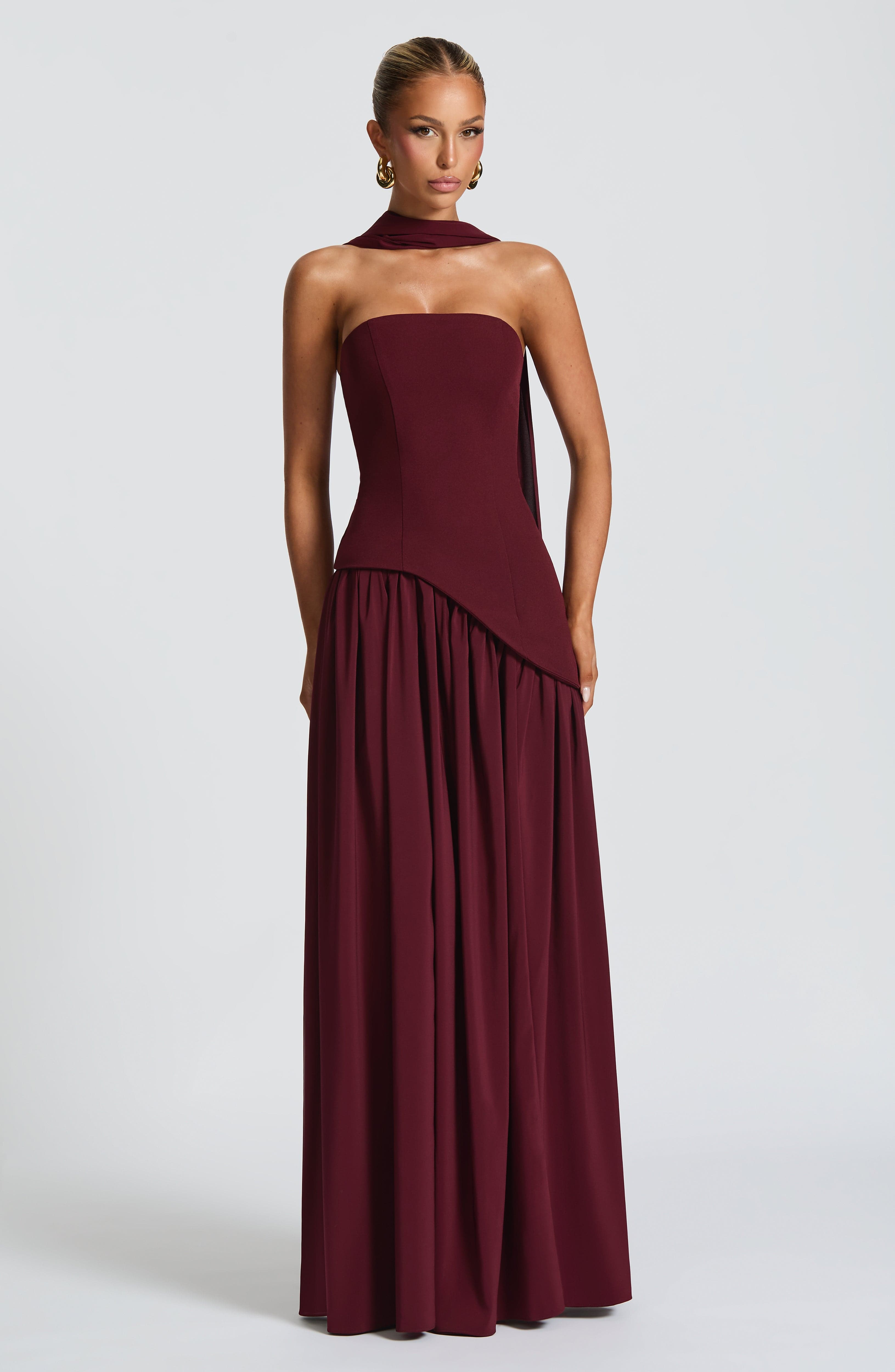Serena | Strapless Lace-Up Slit Maxi Dress 4