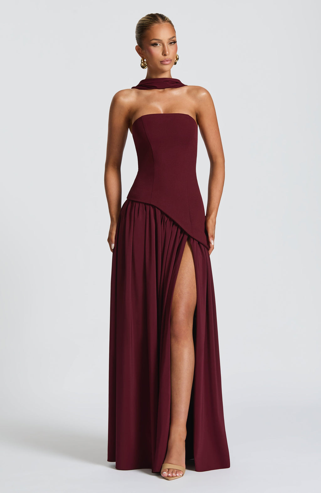 Serena | Strapless Lace-Up Slit Maxi Dress 5