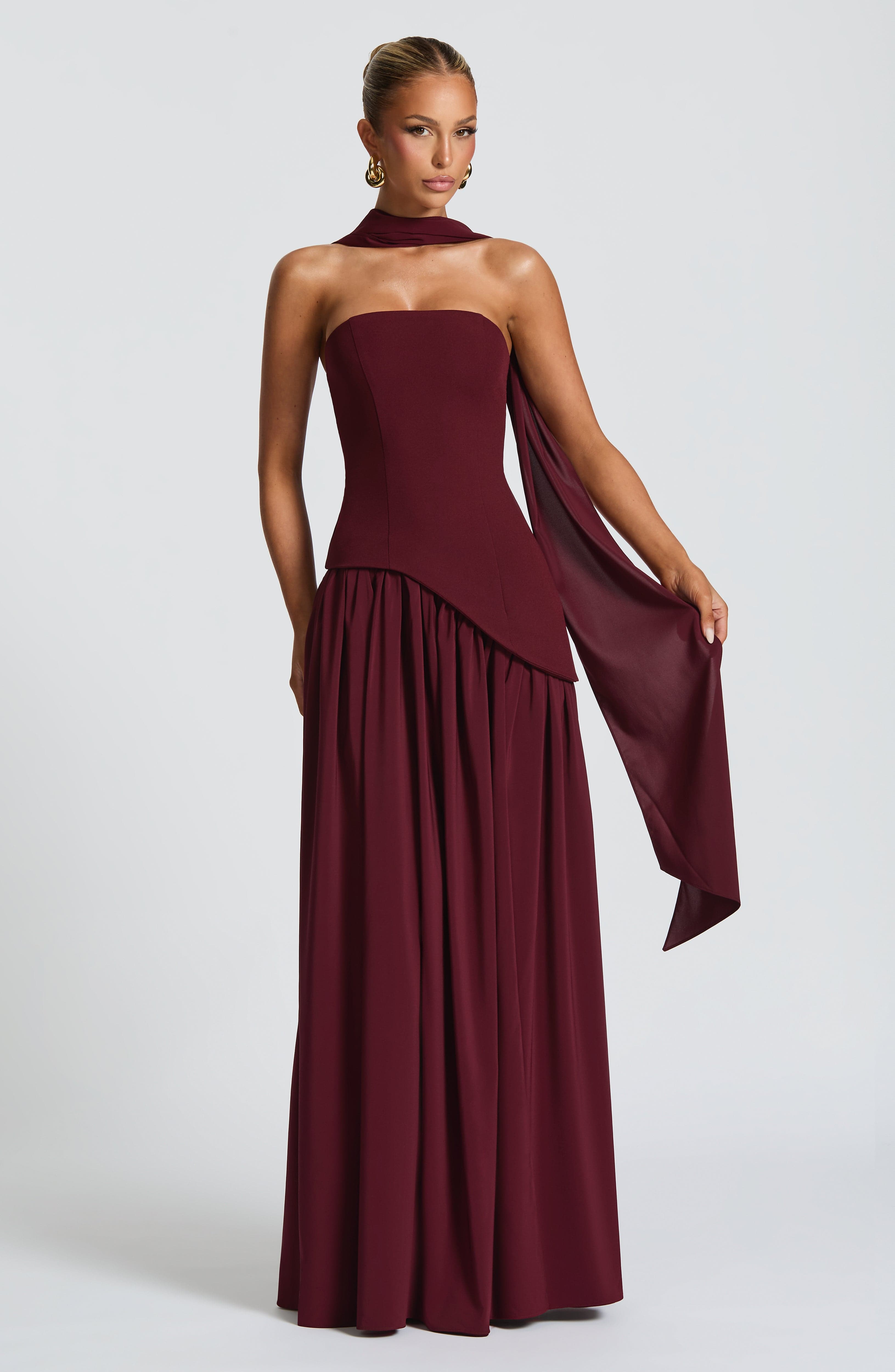 Serena | Strapless Lace-Up Slit Maxi Dress 6