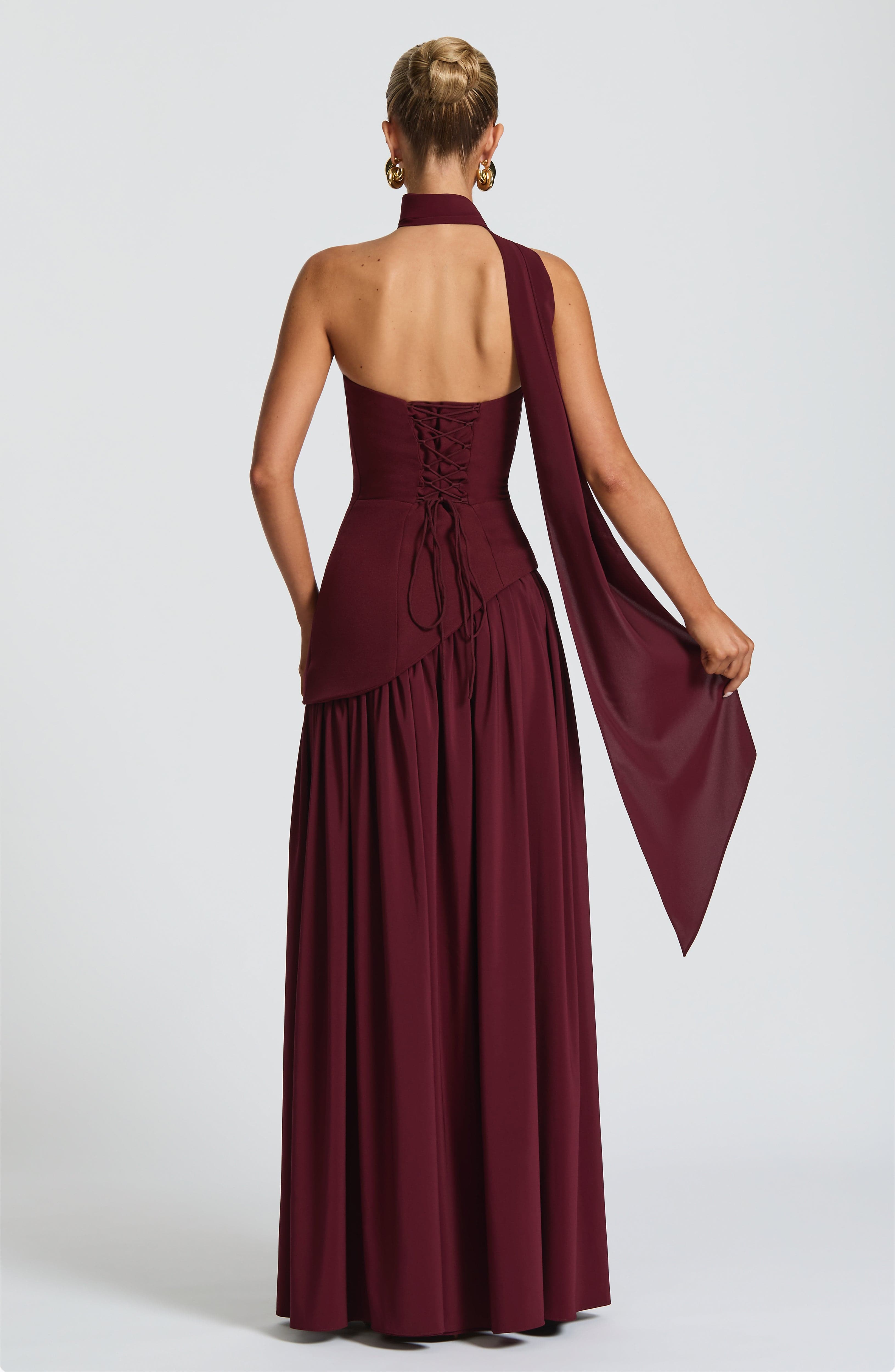 Serena | Strapless Lace-Up Slit Maxi Dress 7