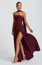 Serena | Strapless Lace-Up Slit Maxi Dress 8