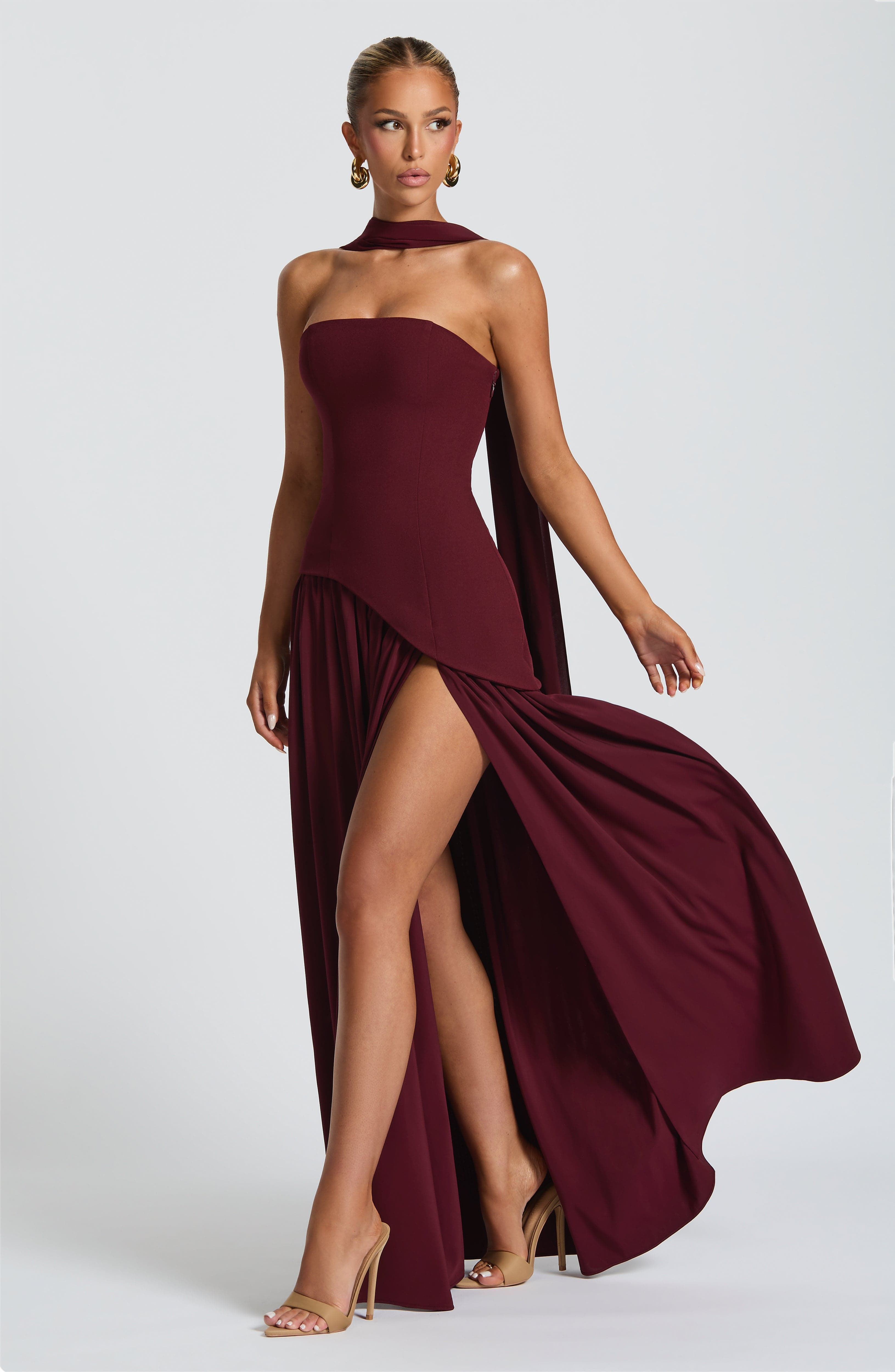 Serena | Strapless Lace-Up Slit Maxi Dress 8
