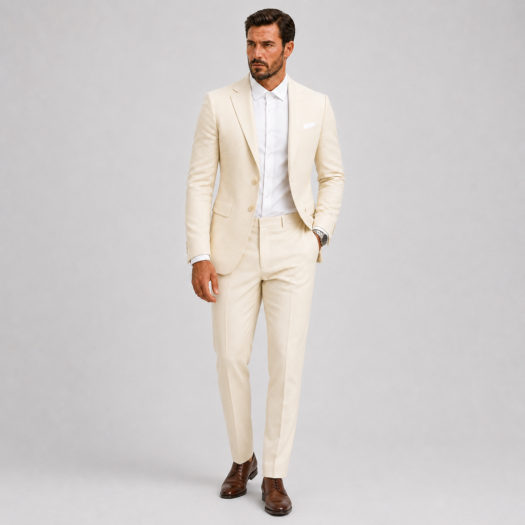 Slim-fit Heren Kostuum met Blazer en Pantalon voor Bruiloften en Formele Gelegenheden 2