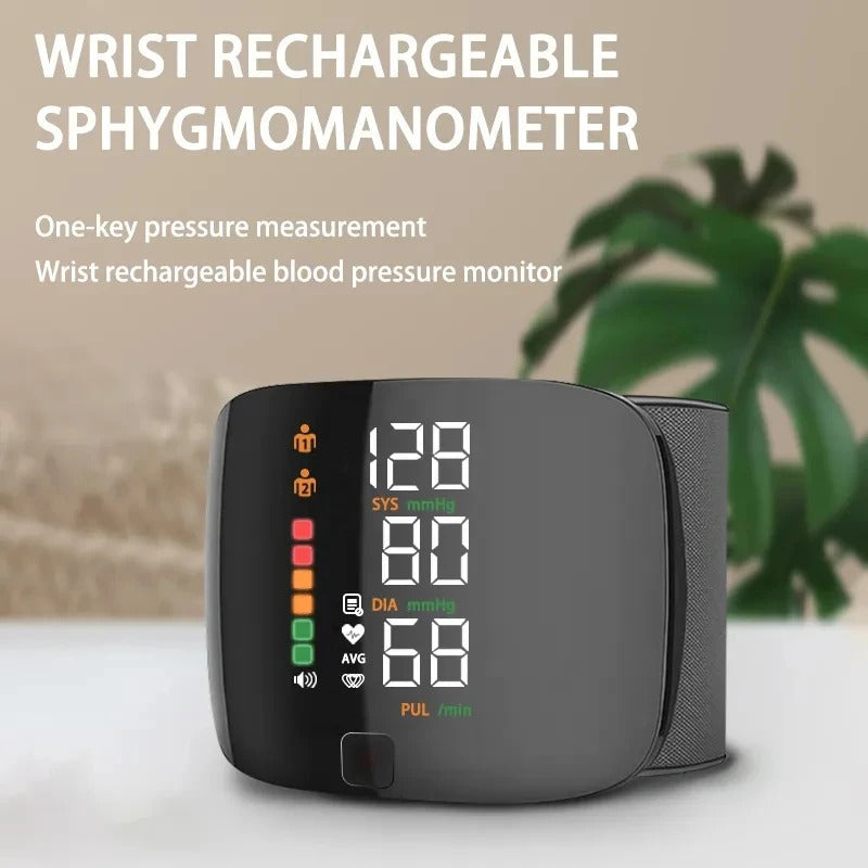 Smart Wrist Blood Pressure Monitor with Voice Alerts and USB Rechargeable Battery 2