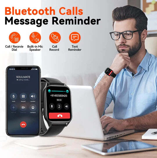 Smartwatch with Non-Invasive Blood Glucose Monitoring, Fitness Tracking, GPS 8