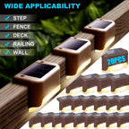 Solar Deck Lights Outdoor | IP65 Waterproof LED Garden Lamps for Stairs, Fence & Pathway 1