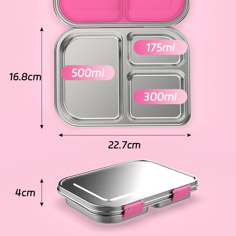 Stainless Steel Lunchbox – 975 ml Bento Box with 3 Compartments & Leakproof Lid 3