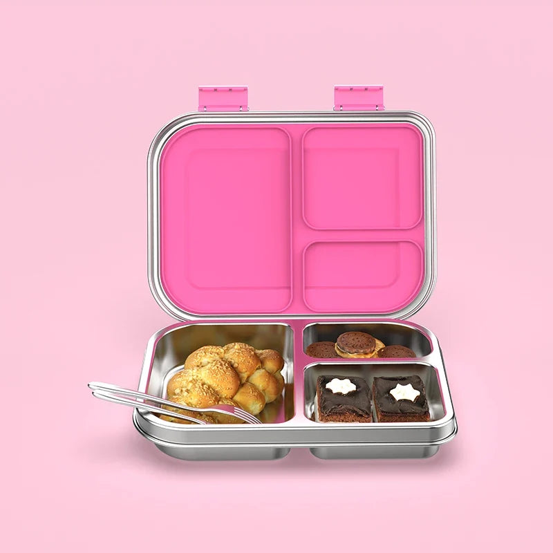 Stainless Steel Lunchbox – 975 ml Bento Box with 3 Compartments & Leakproof Lid 5