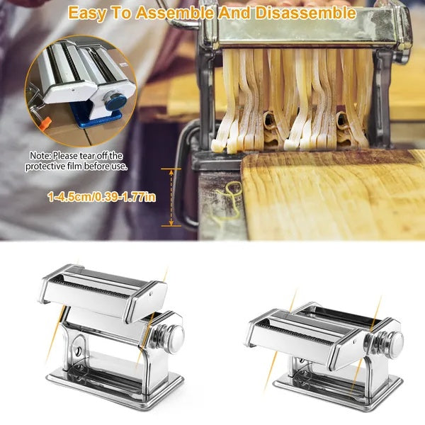 Stainless Steel Pasta & Noodle Maker Machine — Adjustable Thickness, Fettuccine & Spaghetti 3