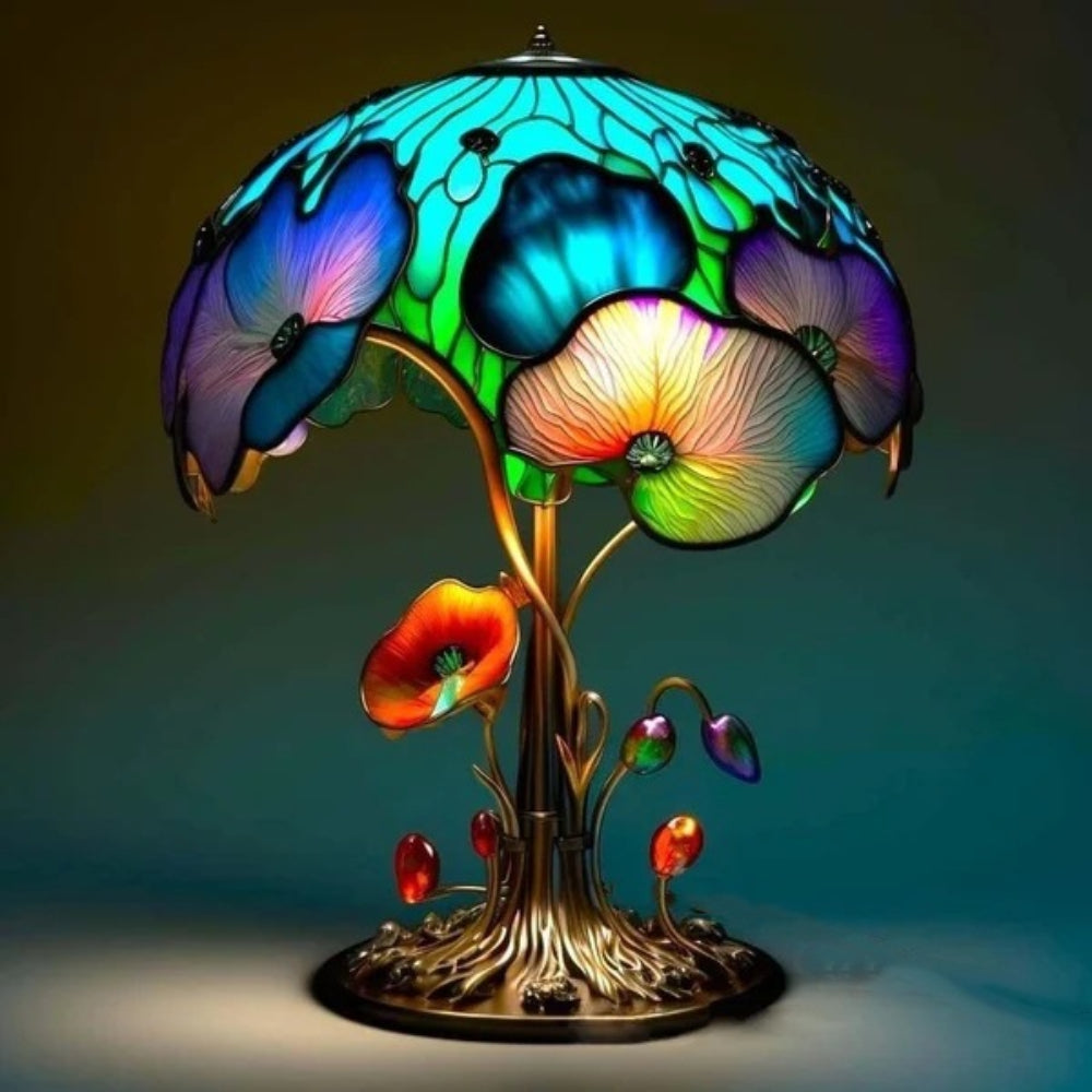 Table Lamp Glass Mushroom Style LED Ambient Resin Design Accent 2