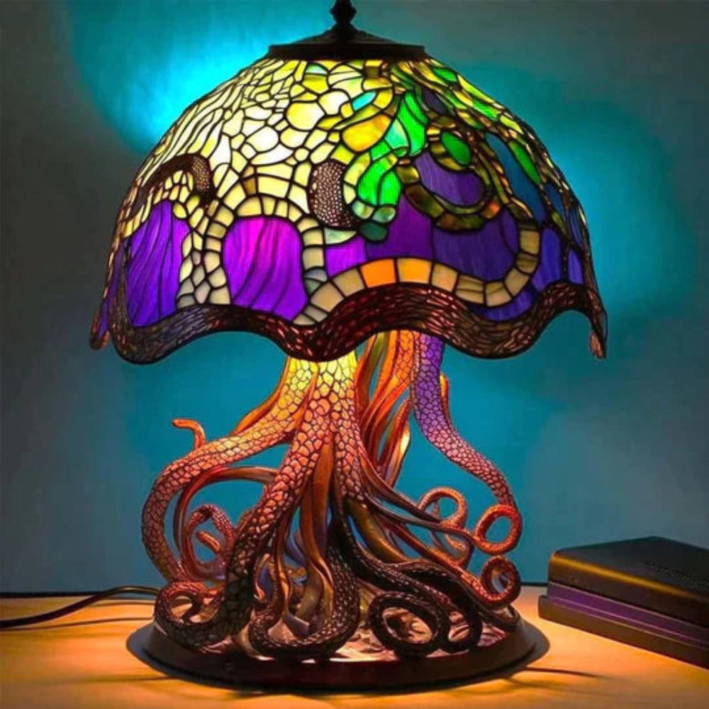 Table Lamp Glass Mushroom Style LED Ambient Resin Design Accent 3