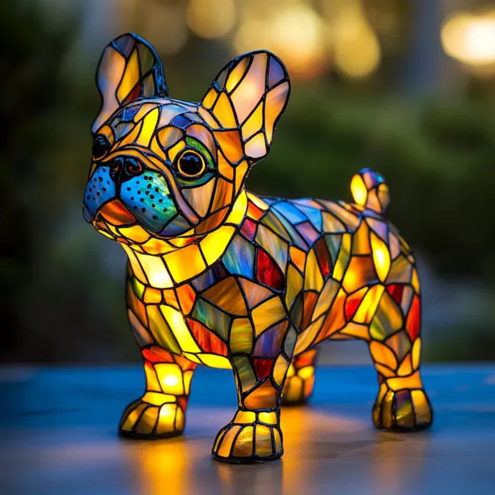 Table Lamp Stained Glass Dog Style Animal Decor Light 0