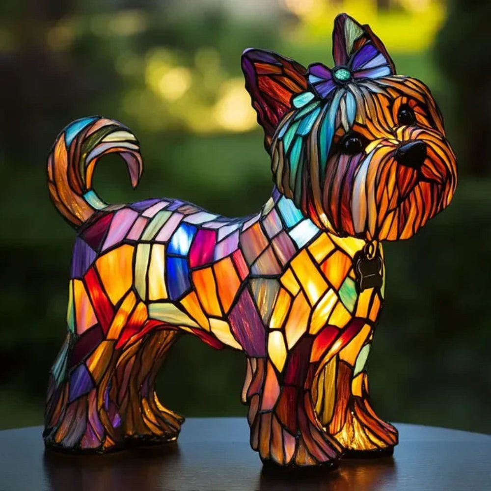 Table Lamp Stained Glass Dog Style Animal Decor Light 5
