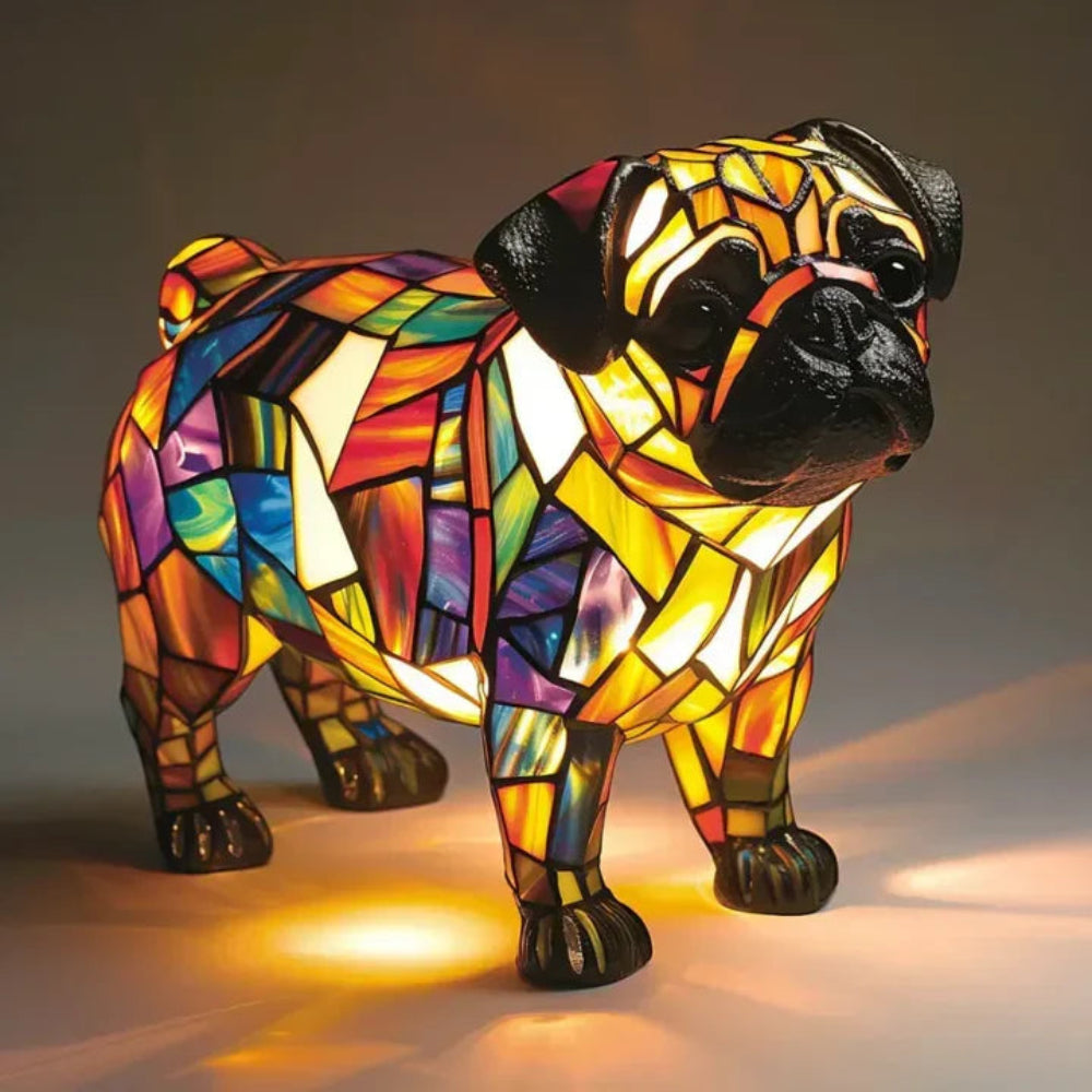 Table Lamp Stained Glass Dog Style Animal Decor Light 9