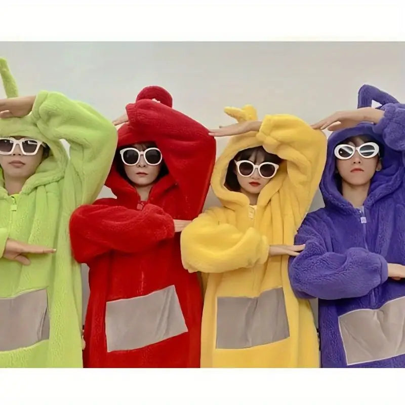 Teletubbies Kostuum Pyjama - Flanel Jumpsuit met Capuchon 7
