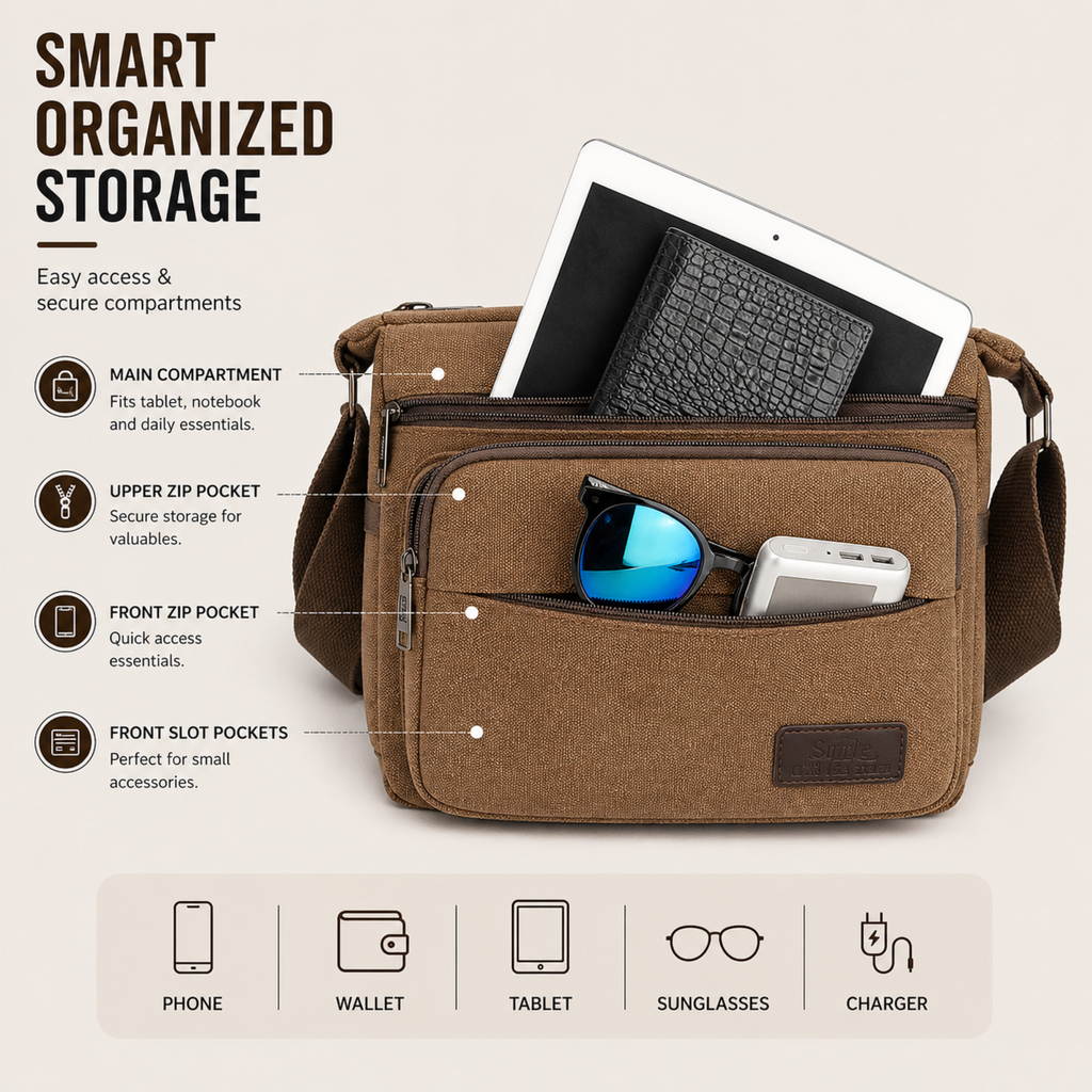 Thrives Outdoor | Canvas Crossbody Messenger Bag 3