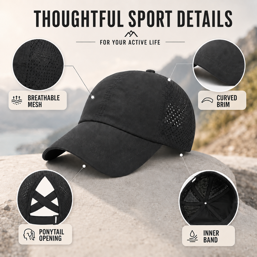 Thrives Outdoor | Ponytaila Crossback Ponytail Sports Cap 3