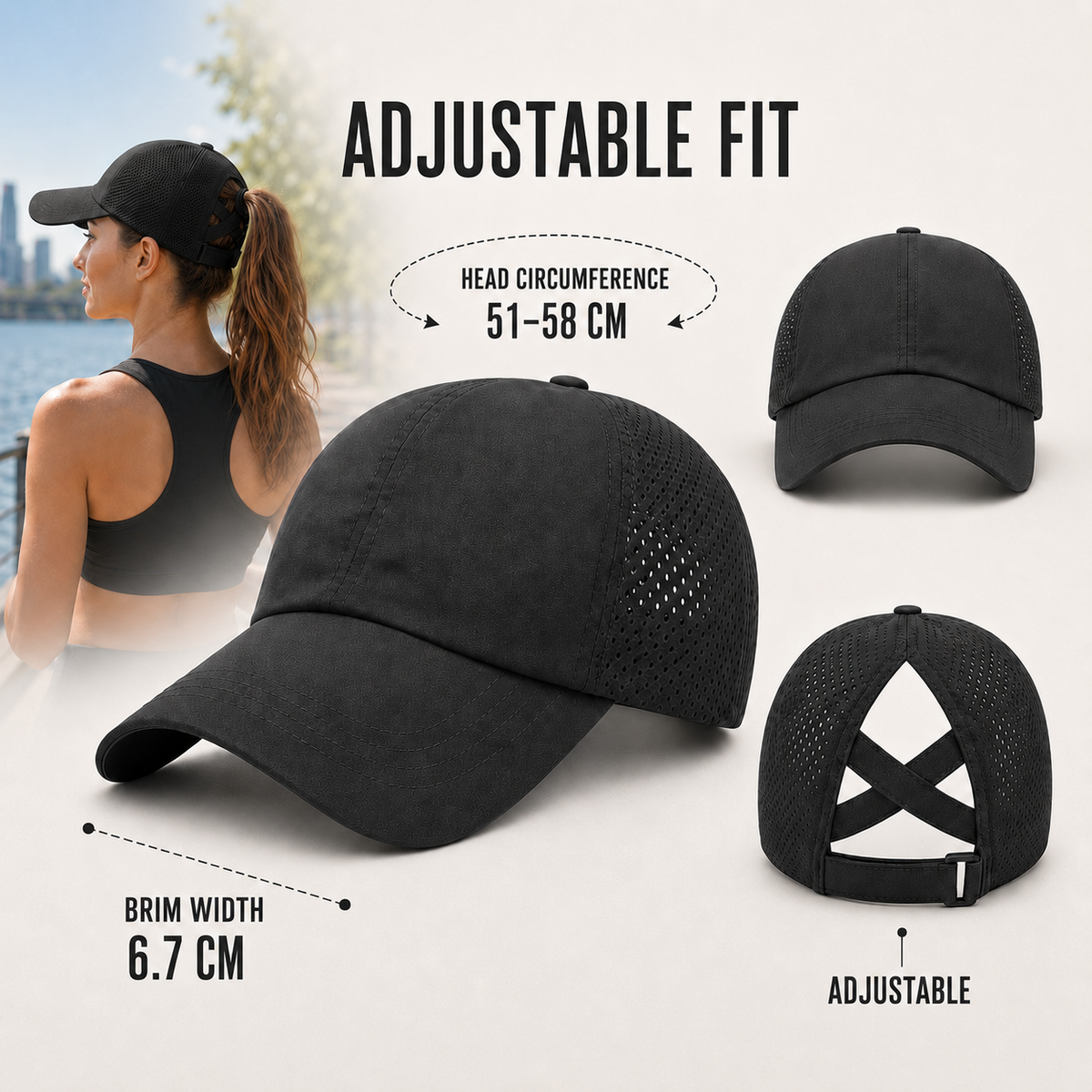 Thrives Outdoor | Ponytaila Crossback Ponytail Sports Cap 4