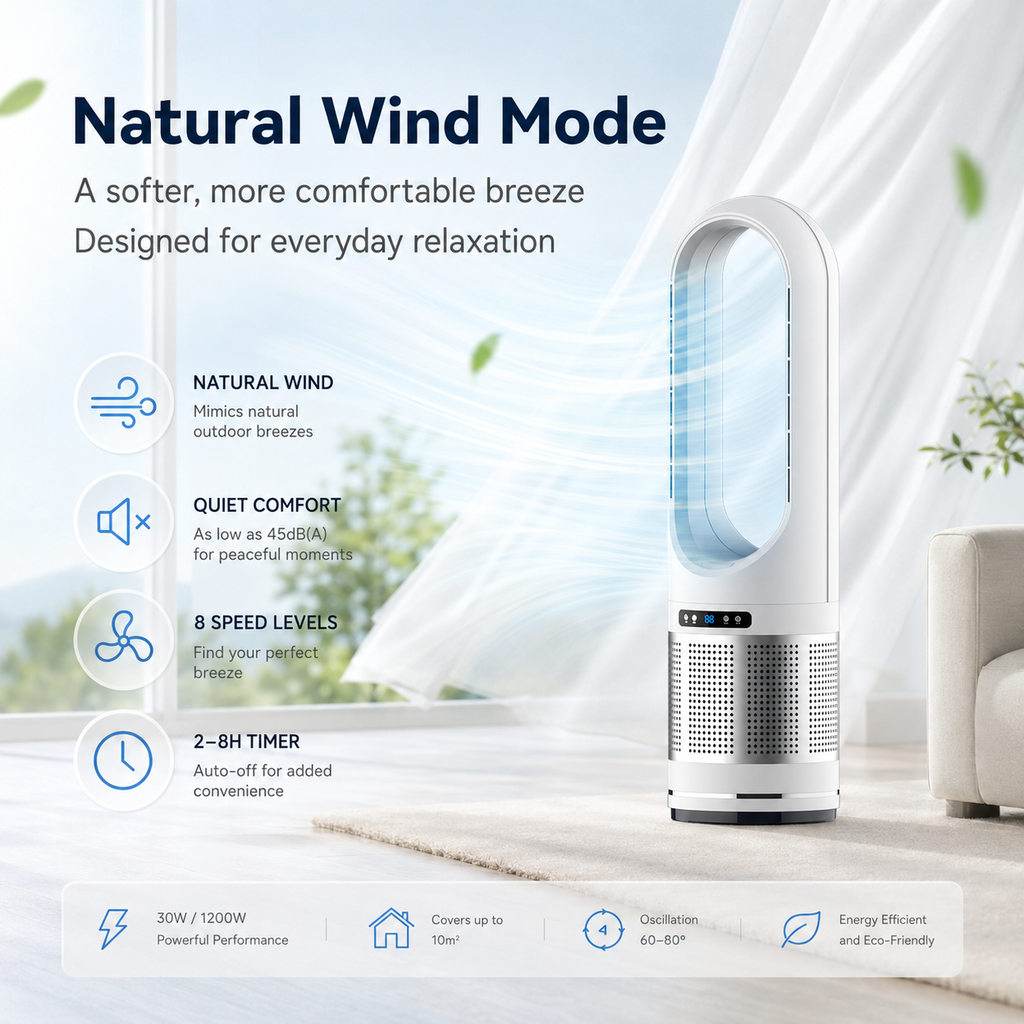Turmventilator ohne Rotorblätter mit Fernbedienung 6
