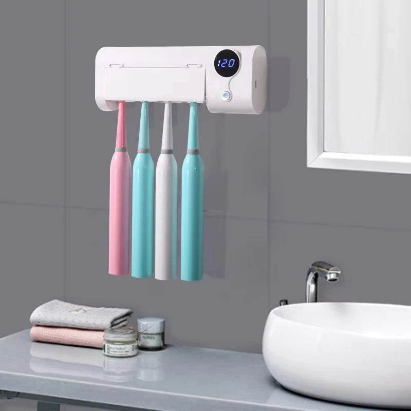 UV Toothbrush Sterilizer & Holder | Portable USB Rechargeable Disinfection & Drying Case, White 1