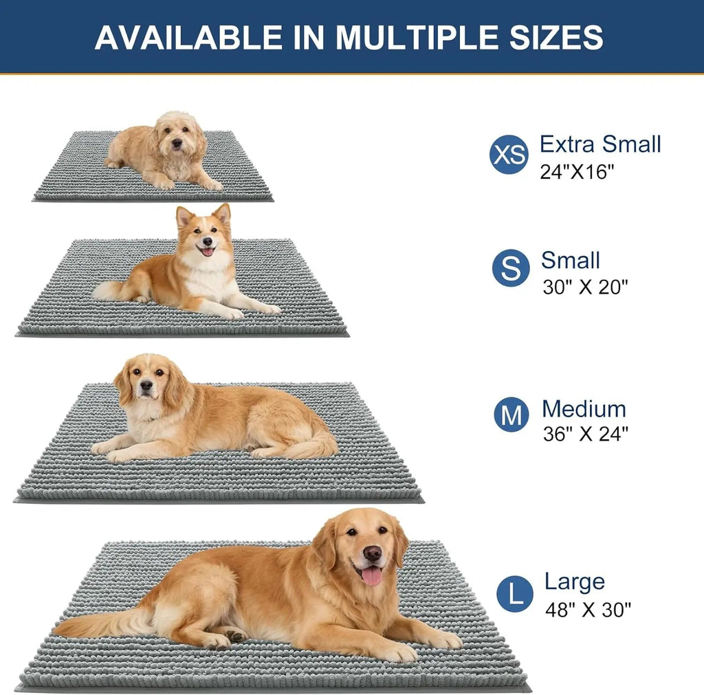 Ultra Absorbent Chenille Doormat 30x20" | Non-Slip Washable Pet Mat for Indoor Entryway, Grey 1