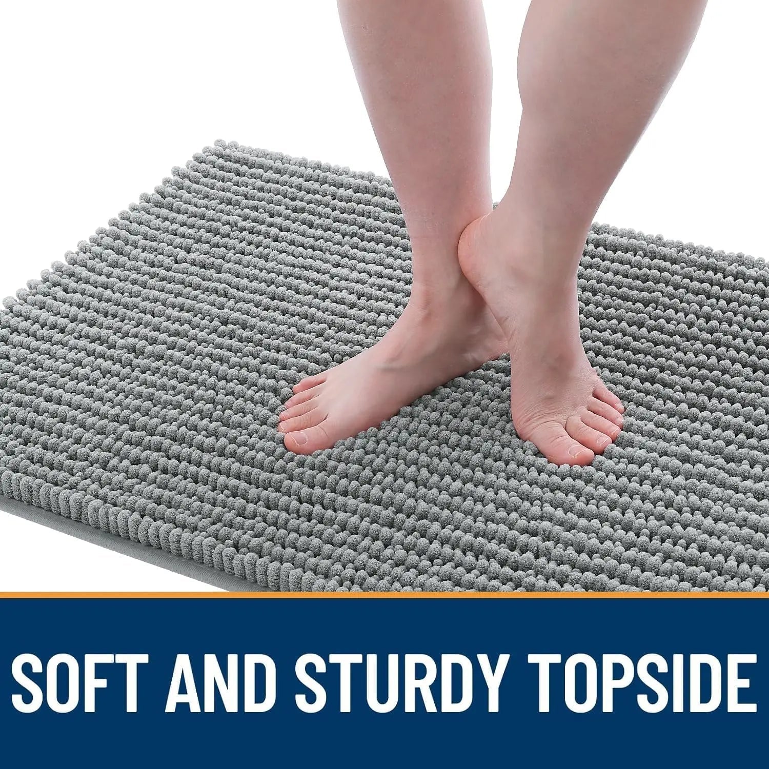 Ultra Absorbent Chenille Doormat 30x20" | Non-Slip Washable Pet Mat for Indoor Entryway, Grey 2