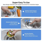 Upgrade 3-in-1 Kitchen Sink Drain Strainer | Kalsten 5
