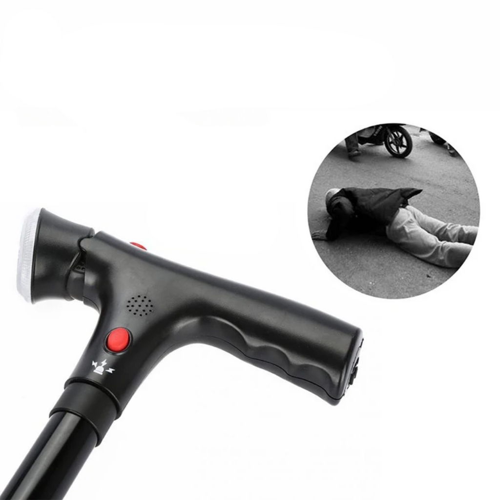 Folding Walking Cane – Adjustable Walking Stick with LED Light & Quad Base