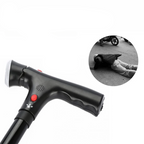 Folding Walking Cane – Adjustable Walking Stick with LED Light & Quad Base