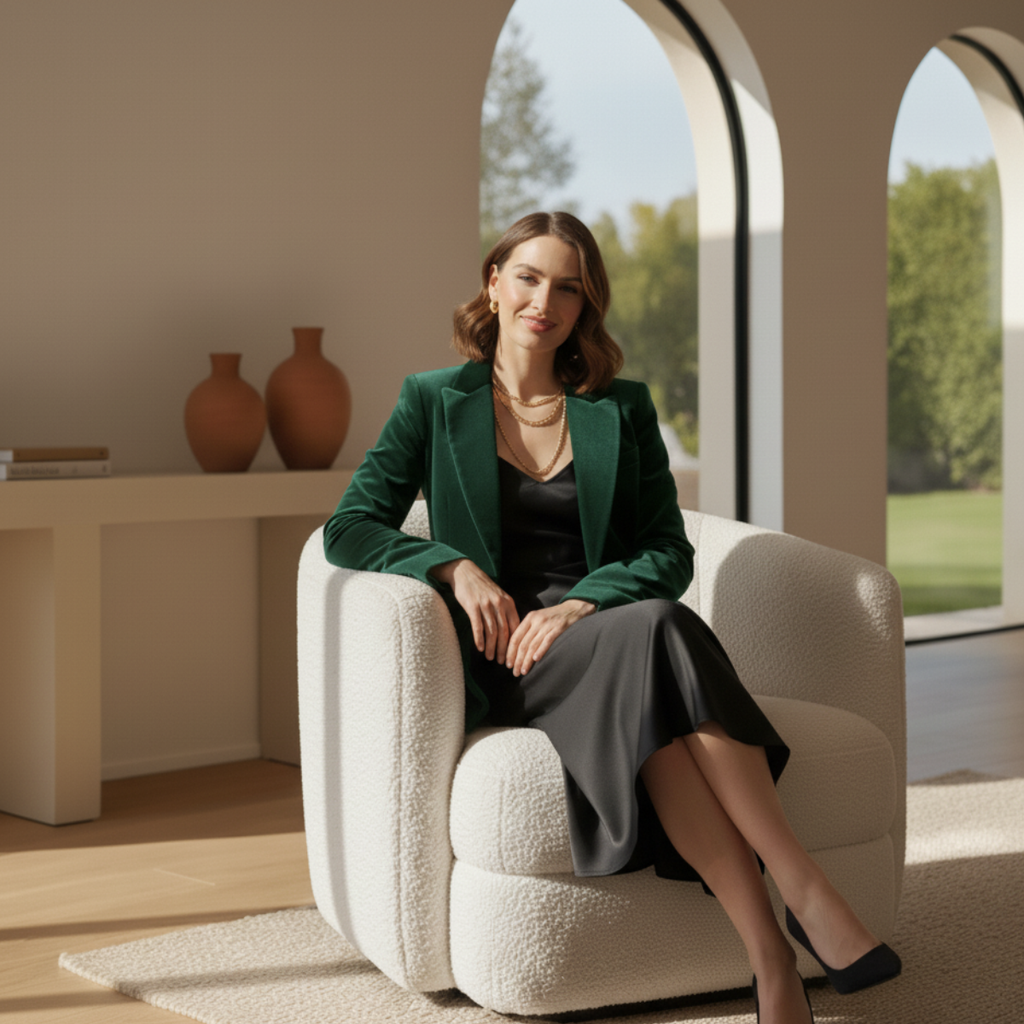 Velvet Blazer | Structured Fit, Gold Button Detail & Elegant Evening Style