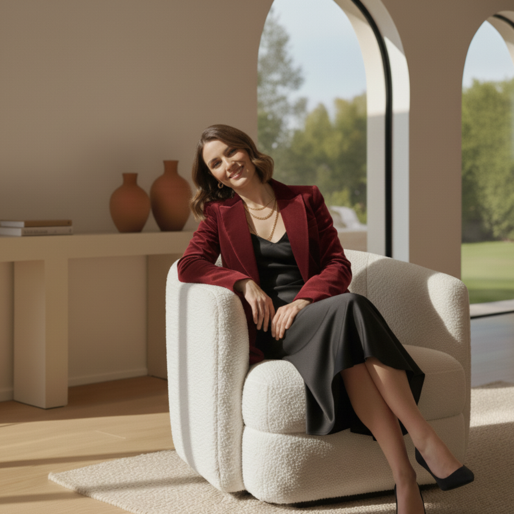 Velvet Blazer | Structured Fit, Gold Button Detail & Elegant Evening Style