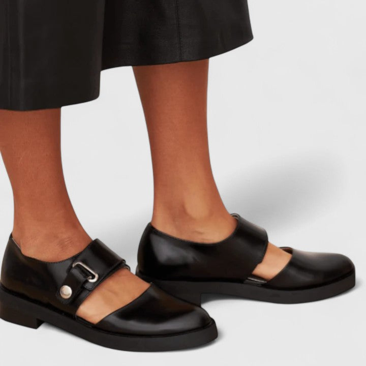 Valyra | Open Strap Loafers Women Slip-On Buckle Comfort Flats 1