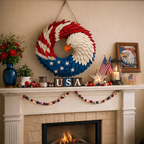 Wall Art Veterans Eagle Wreath Boxwood Door Wall Display 1