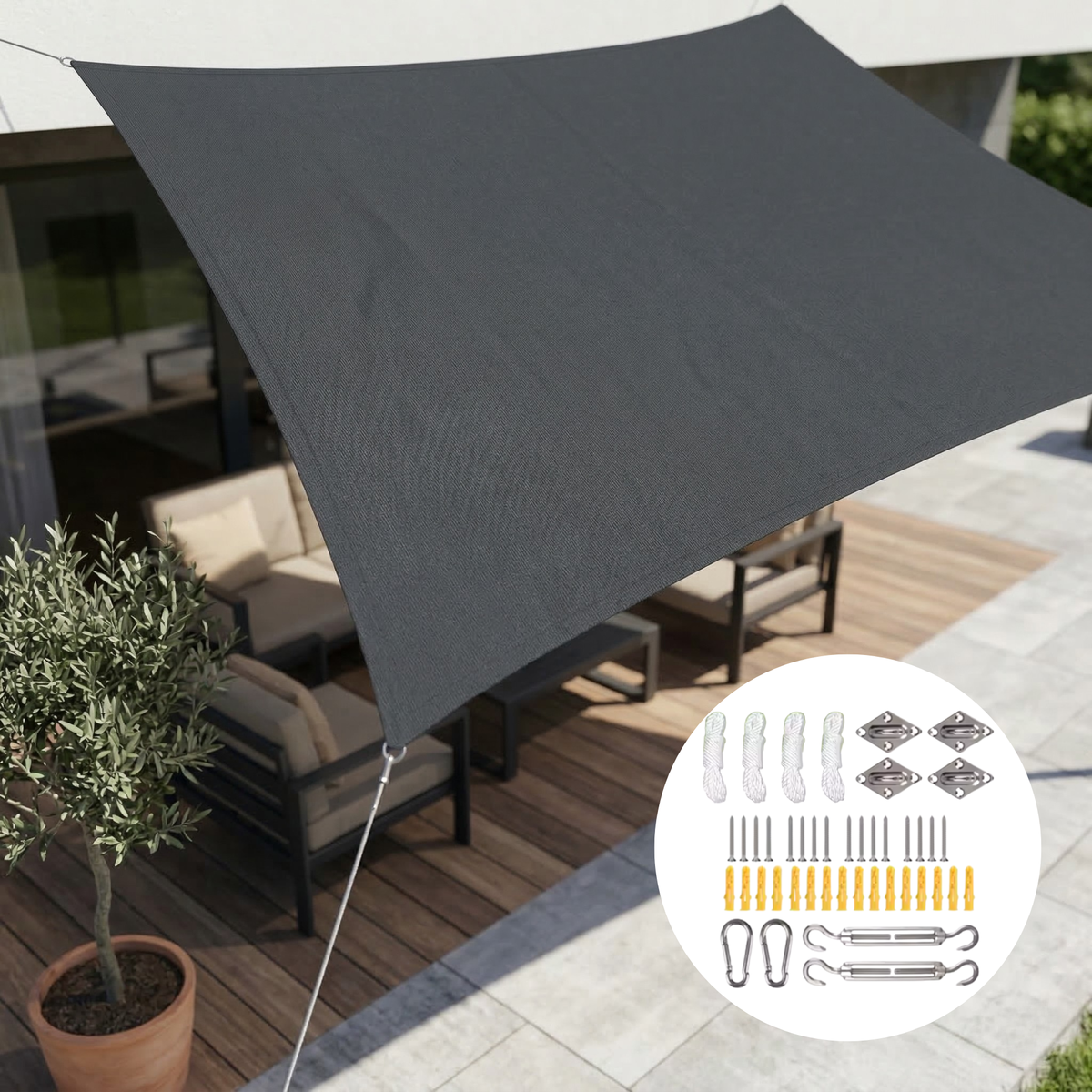 Waterdicht Rechthoekig Schaduwdoek UV-Bescherming Terras Tuin Balkon | Sansoti 13