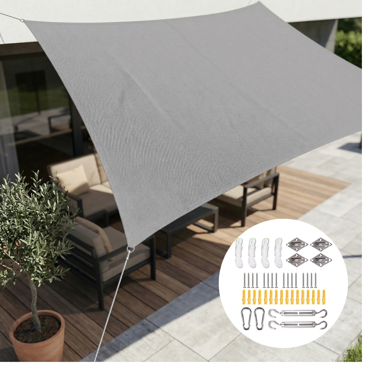 Waterdicht Rechthoekig Schaduwdoek UV-Bescherming Terras Tuin Balkon | Sansoti 15