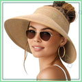 Wide Brim Straw Beach Hat for Women | UPF 50+ Packable Floppy Sun Hat with Ponytail Hole 0