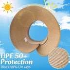 Wide Brim Straw Beach Hat for Women | UPF 50+ Packable Floppy Sun Hat with Ponytail Hole 1